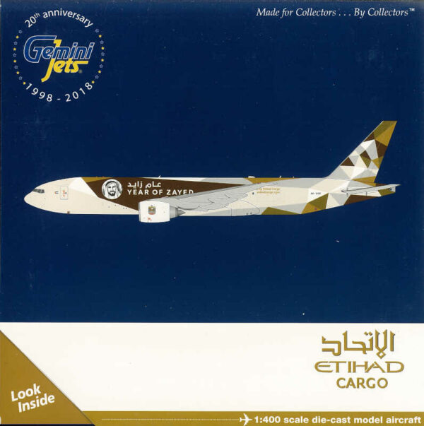 Boeing 777F Etihad Cargo "Year of Zayed" A6-DDE Gemini Jets GJETD1812 1:400