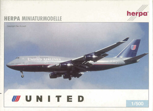 Set 2pcs Boeing 747-400 / Vickers Viscount 745 United Airlines Herpa 510721 1:500