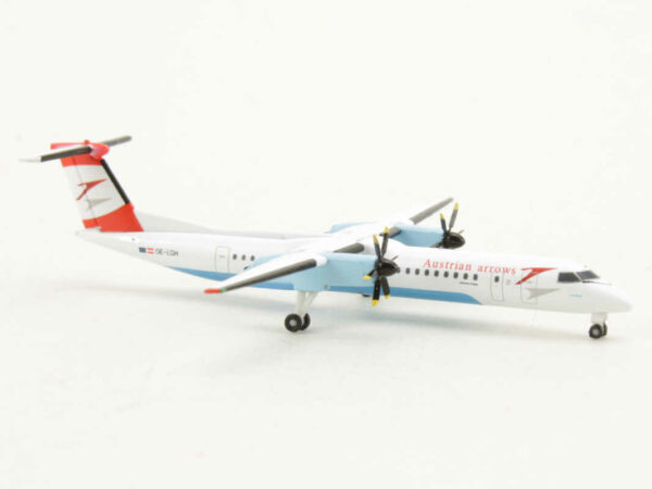 Set 2pcs Bombardier Q400 Austrian Arrows OE-LGH / Booeing 767-300ER Austrian Airlines OE-LAZ Herpa 518697 1:500 – Bild 5