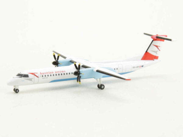 Set 2pcs Bombardier Q400 Austrian Arrows OE-LGH / Booeing 767-300ER Austrian Airlines OE-LAZ Herpa 518697 1:500 – Bild 6