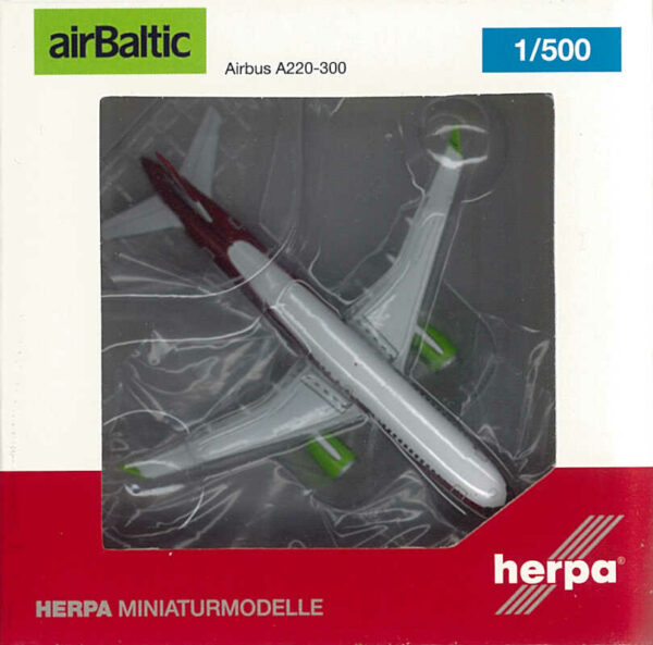 Airbus A220-300 airBaltic "Latvia 100" YL-CSL Herpa 533171 1:500