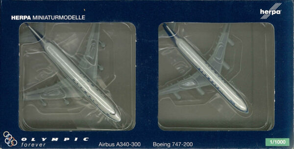 Set 2pcs Olympic Airways Airbus A340 / Boeing 747 Herpa 570190 1:1000