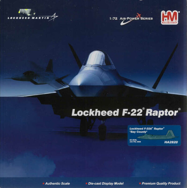 Lockheed F-22A Raptor "Bay County" Hobbymaster HA2820 1:72