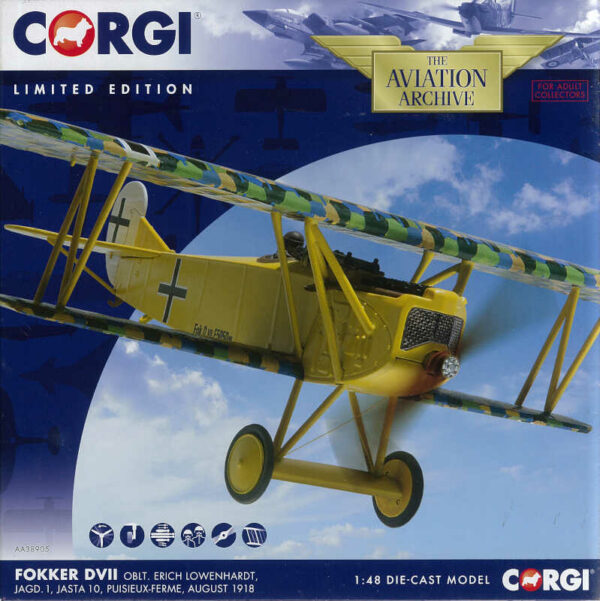 Fokker DVII Oblt. Erich Löwenhardt Puisieux-Ferme August 1918 Corgi 1:48