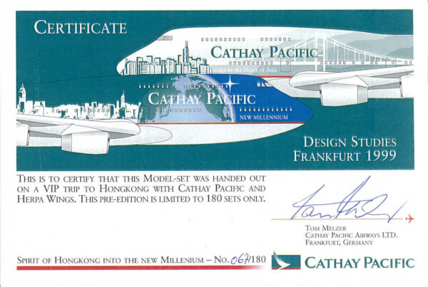 Boeing 747-400 Cathay Pacific Design Studies 2pcs Set Herpa 1:500 PRE EDITION MIT ZERTIFIKAT 180pcs – Bild 2