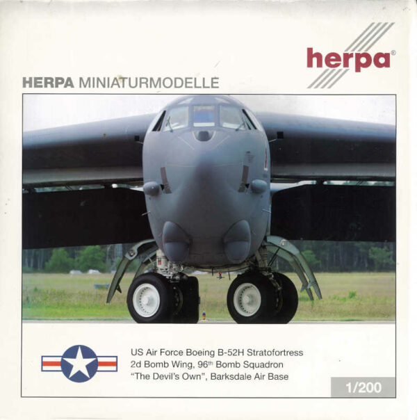 Boeing B-52H US Air Force 2d Bomb Wing "The Devils Own" Barksdake AF Base Herpa 554619 1:200