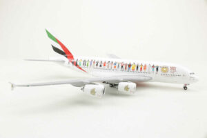 Alternative view of Airbus A380-800 Emirates "Year of Tolerance" A6-EVB Gemini Jets GJUAE1959 1:400