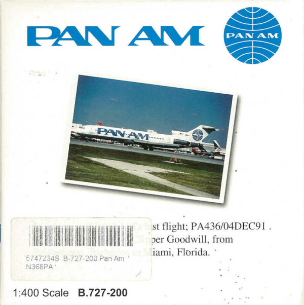 Boeing 727-200 Pan Am N368PA Aeroclassics 1:400