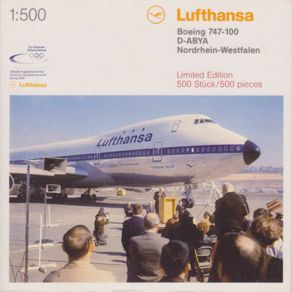 Boeing 747-100 Lufthansa D-ABYA "Limited Edition Holzbox" Herpa 512305 1:500