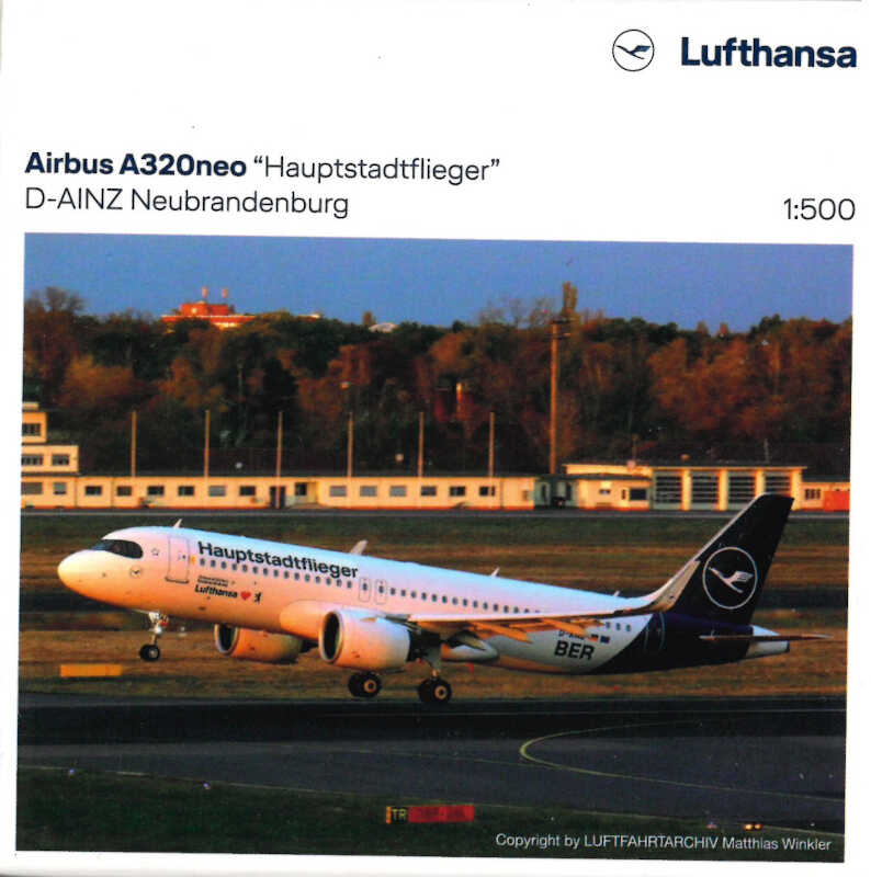 Airbus A320neo Lufthansa "Hauptstadtflieger" D-AINZ Herpa 535090 1:500