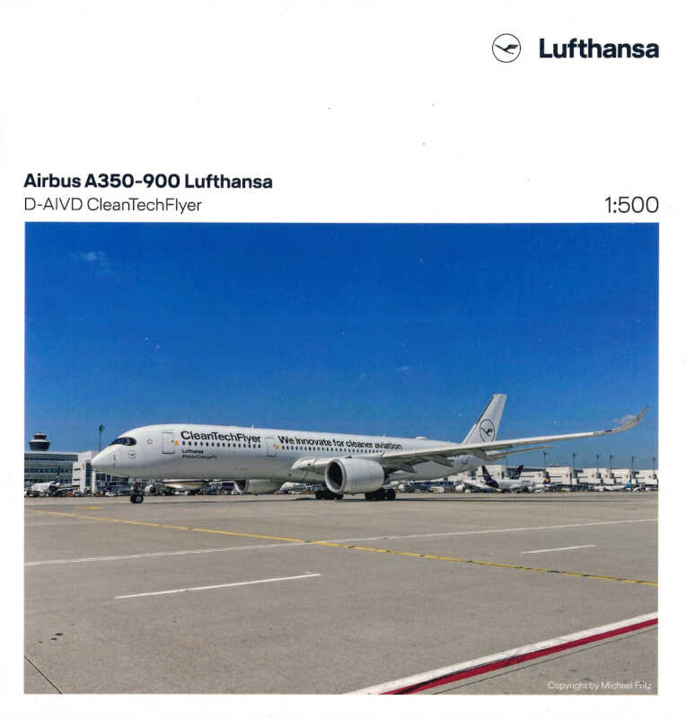 Airbus A350-900 Lufthansa "Clean Tech Flyer" D-AIVD Herpa 536653 1:500