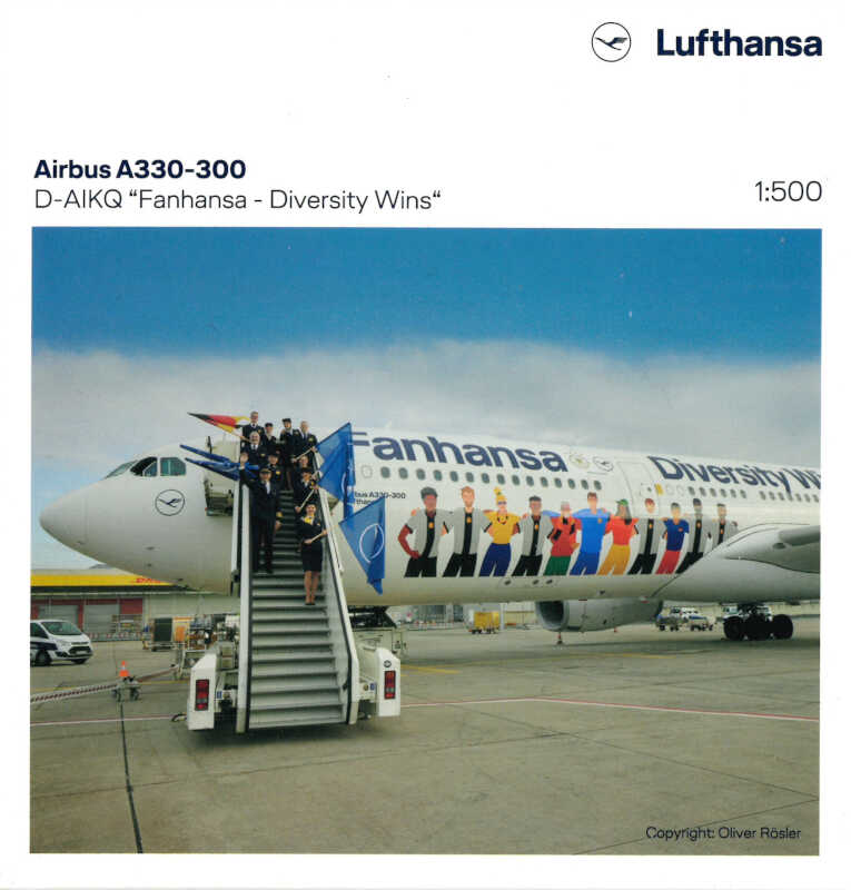 Airbus A330-300 Lufthansa "Fanhansa - Diversity Wins" D-AIKQ Herpa 537216 1:500