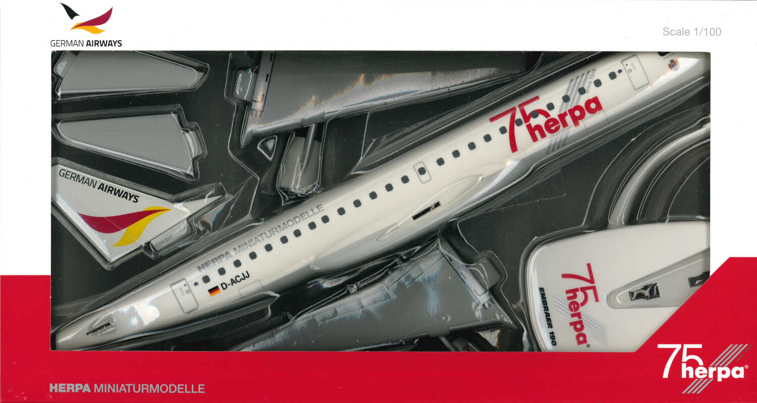 Embraer E-190 German Airways "Herpa 75 years" D-ACJJ Herpa Snap-Fit 614368 1:100