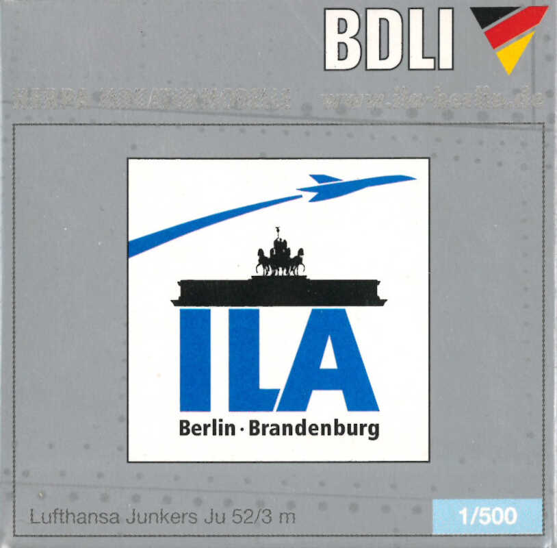 Junkers JU52/3m Lufthansa "ILA Berlin" D-AQUI Herpa 513395 1:500