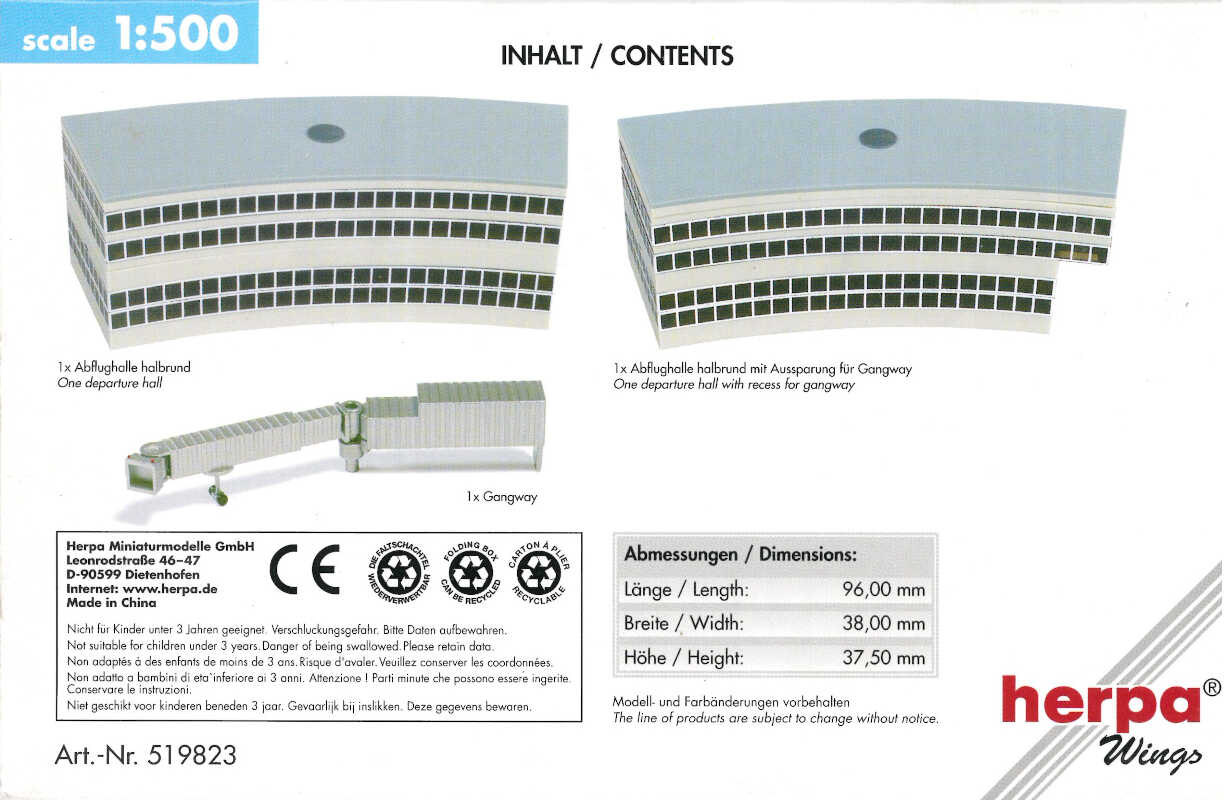 Abflughallen halbrund - Departure halls round Herpa 519823 1:500 - Image 2