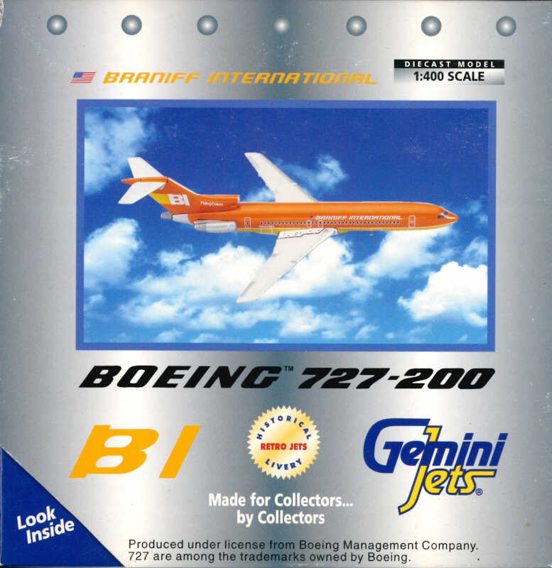 Boeing 727-200 Braniff International N447BN Gemini Jets GJBNF185 1:400