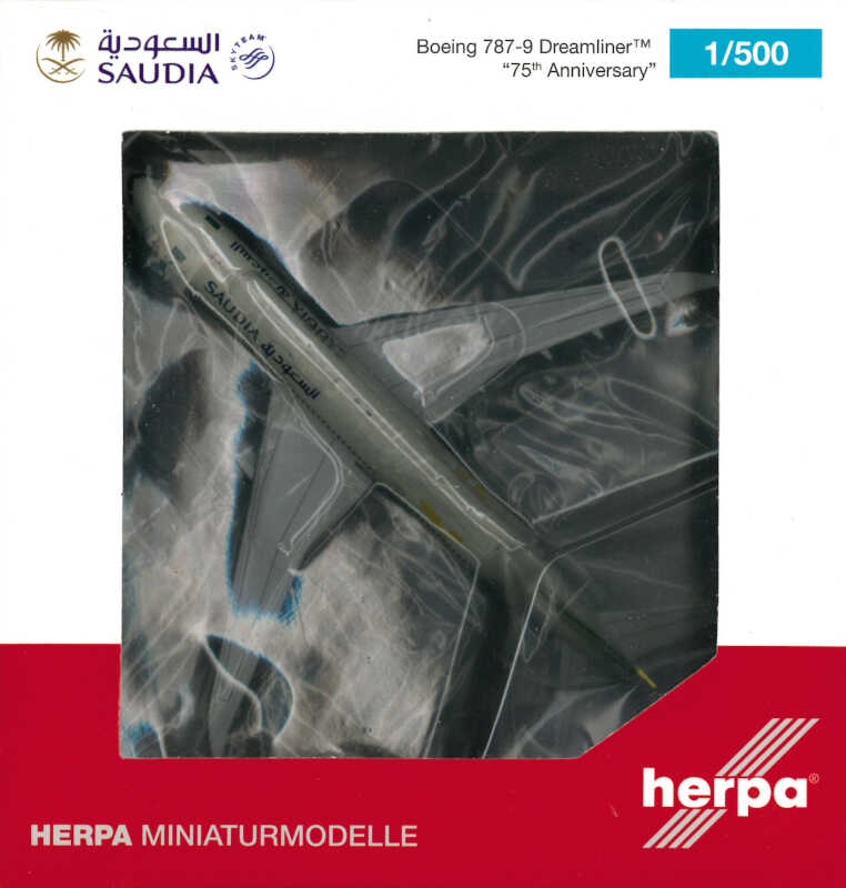 Boeing 787-9 Saudia "75 years" HZ-ARE Herpa 536486 1:500