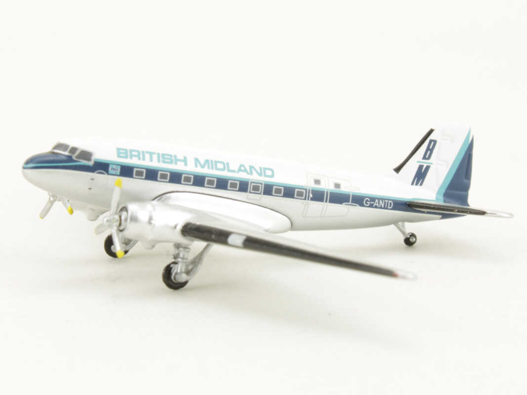 Set 3pcs Boeing 707-320 G-BFLD / Douglas DC-3 G-ANTD / Fokker F-27 G-BMAW British Midland Aeroclassics ACBMASET1 1:400 – Bild 7