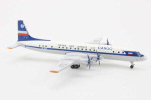 Alternative view of Ilyushin IL-18F LOT Polish Airlines Cargo SP-LSA "Exclusive for Scale Hangar Club" Aeroclassics HC-033 1:400