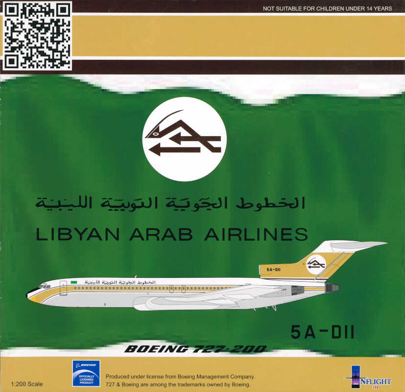 Boeing 727-200 Libyan Arab Airlines 5A-DII Inflight200 IF7220412 1:200