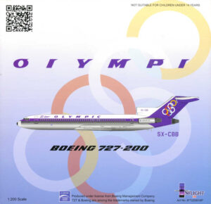 Boeing 727-200 Olympic Airways SX-CBB Inflight200 IF7220816P 1:200